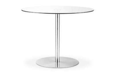Milan Round Glass Brushed Steel Pedestal Table
