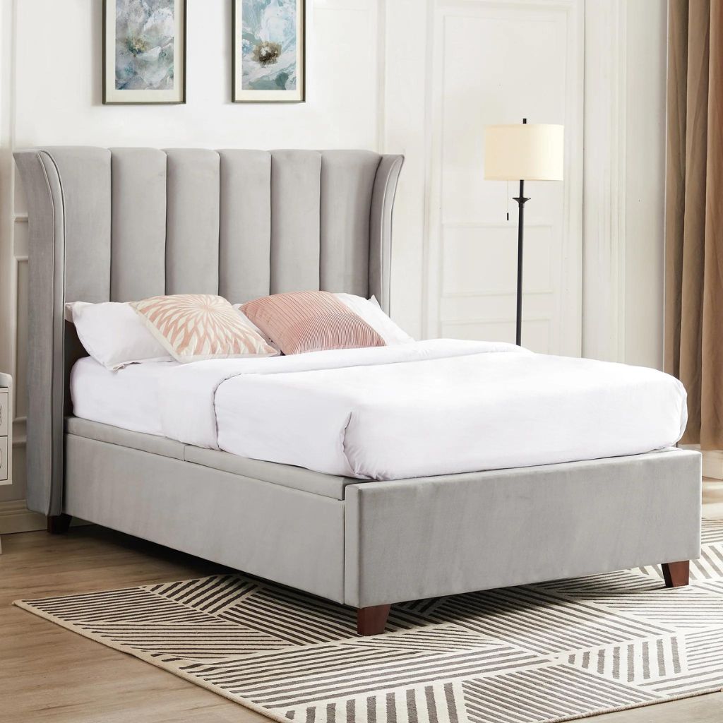 Mia Light Grey Ottoman Storage Bed