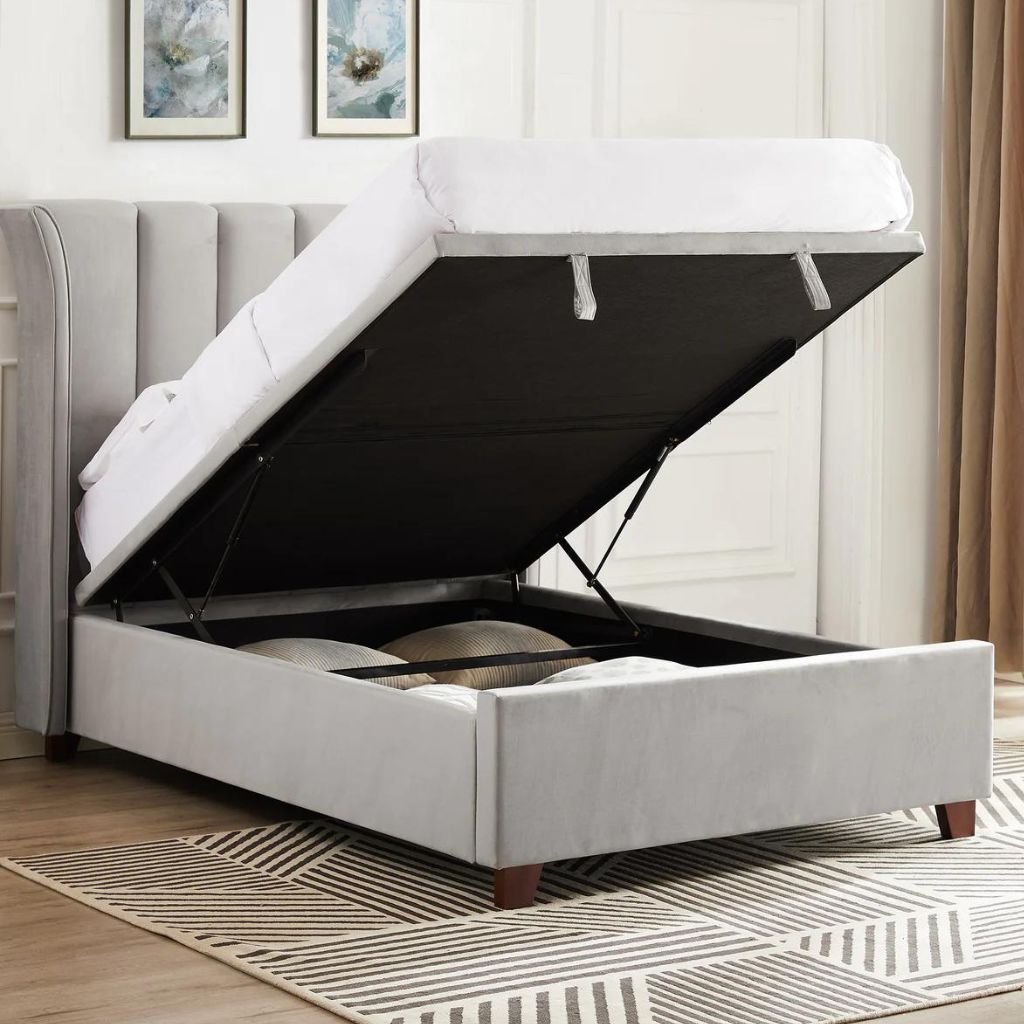 Mia Light Grey Ottoman Storage Bed - image 2
