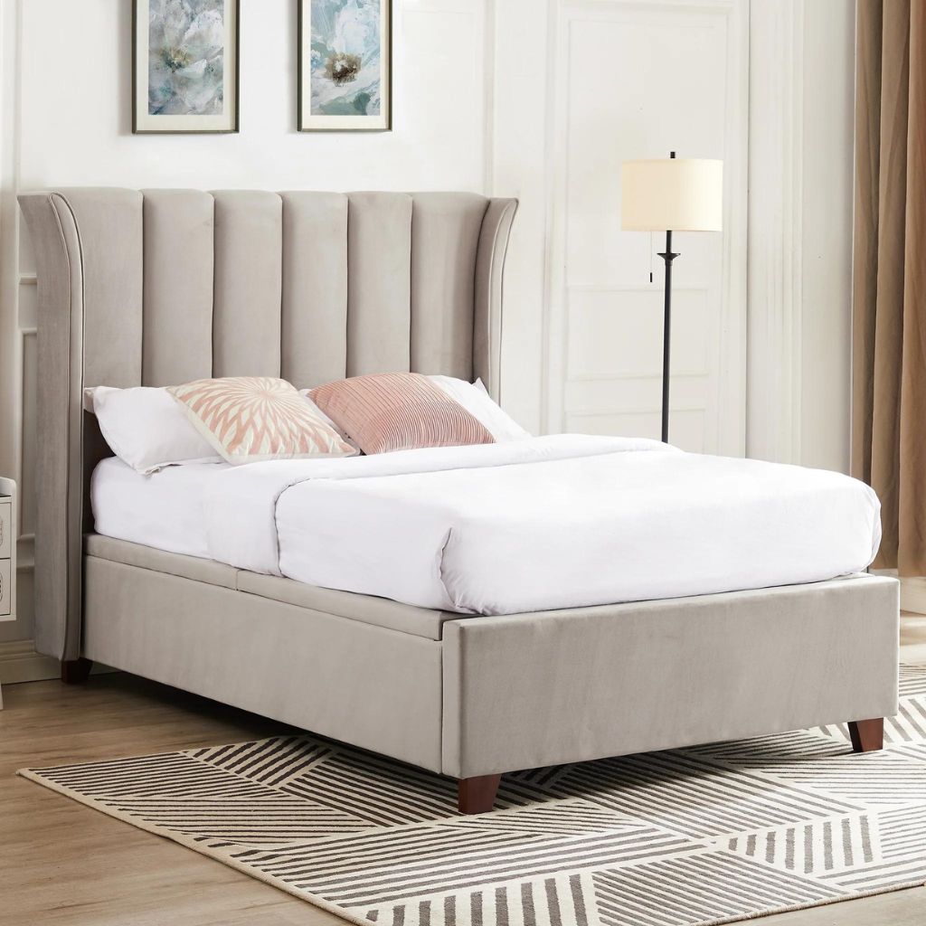 Mia Taupe Storage Bed