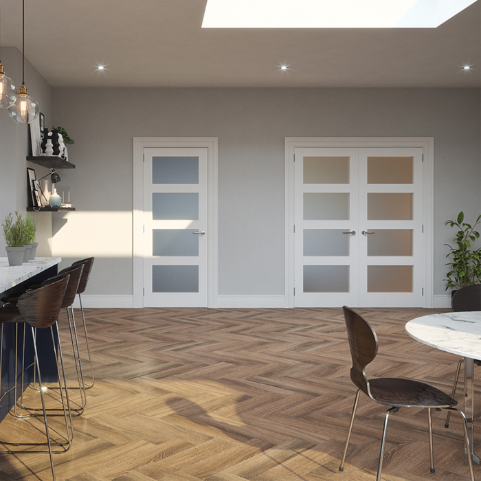 Kirkland Shaker 4 Panel Etched Glazed | 44mm | Indoors | Internal Door