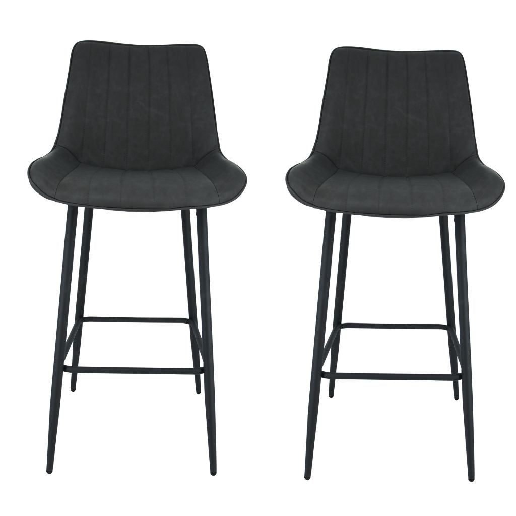 Pair of Anglia Charcoal PU Bar Stools