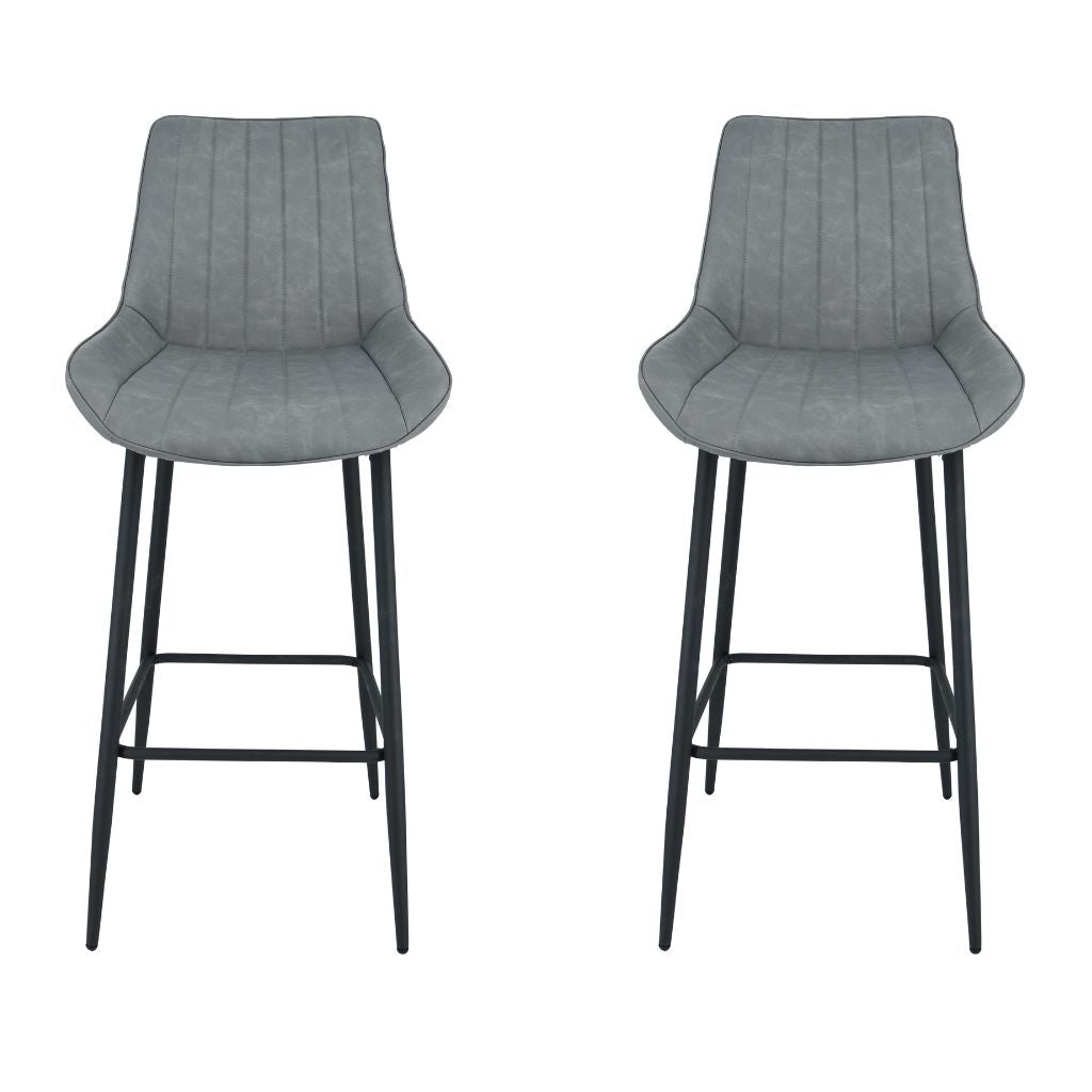 Pair of Anglia Light Grey PU Bar Stools