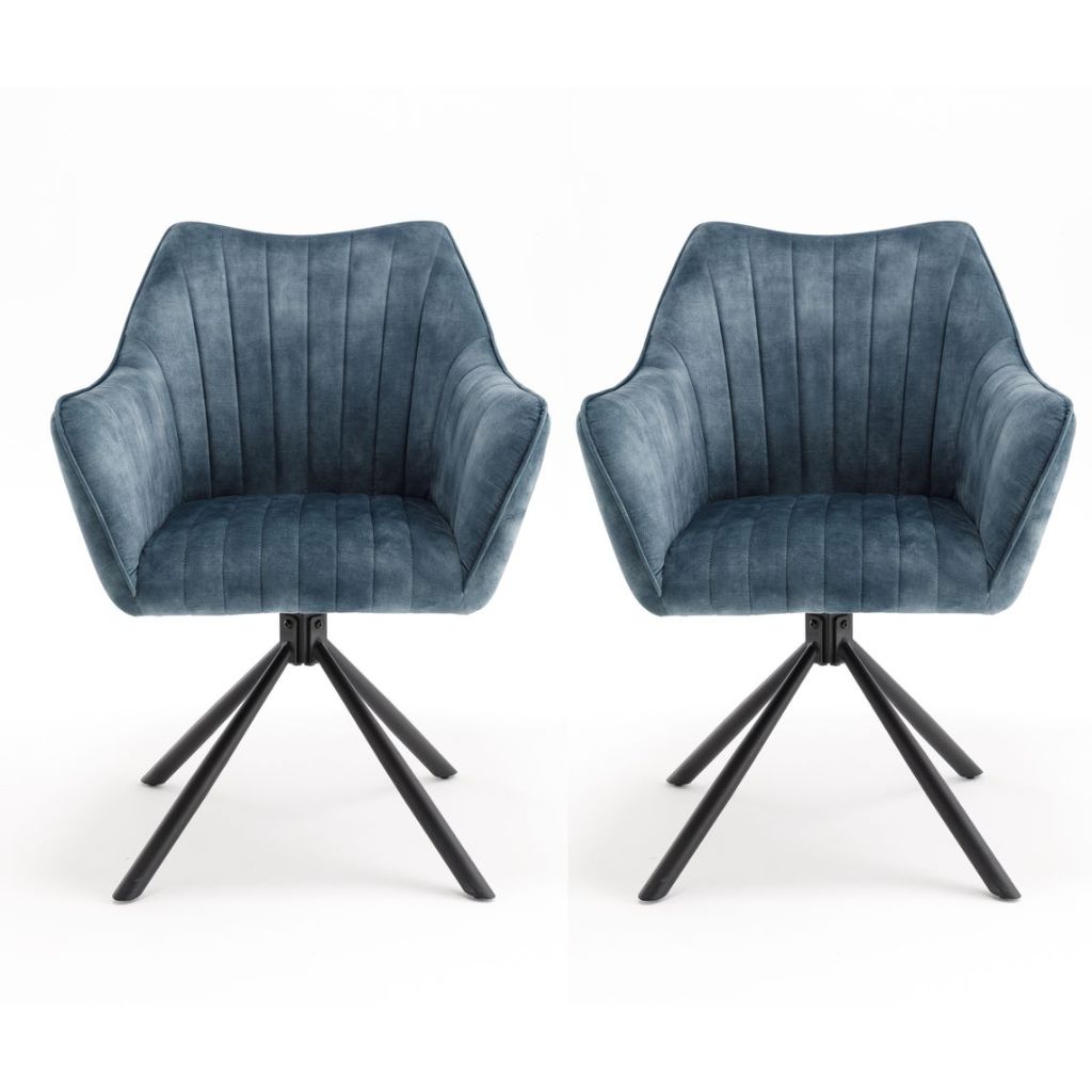 Pair of Elmer Blue Dining Chairs