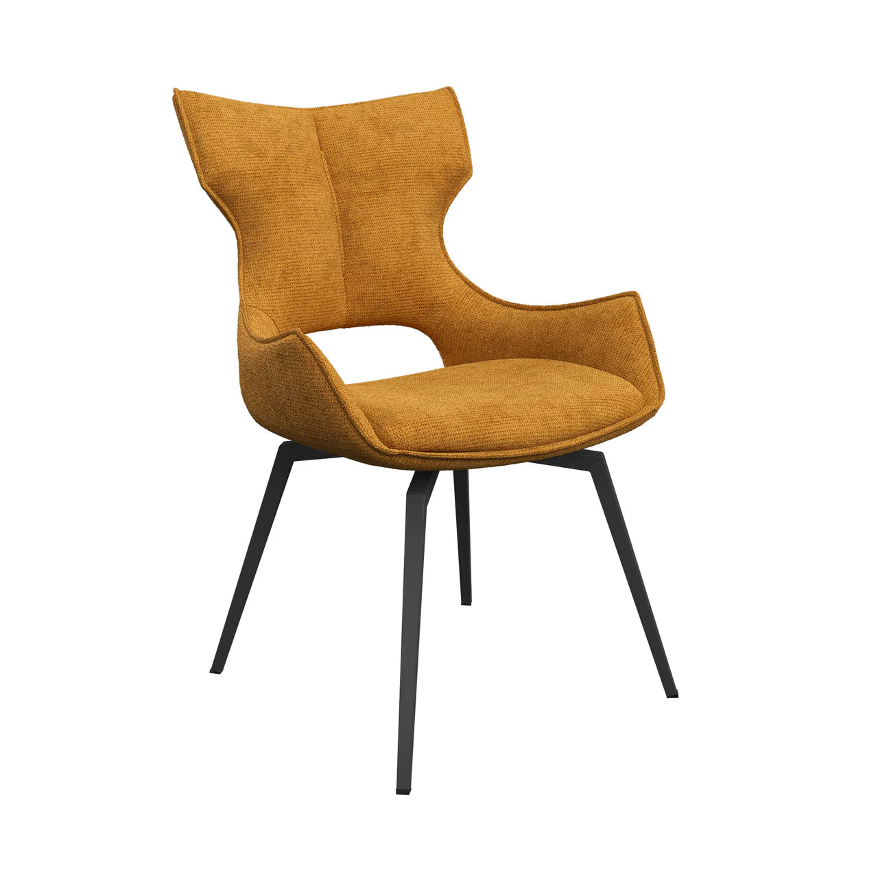 Raffaello Fabric Swivel Dining Chair Mustard
