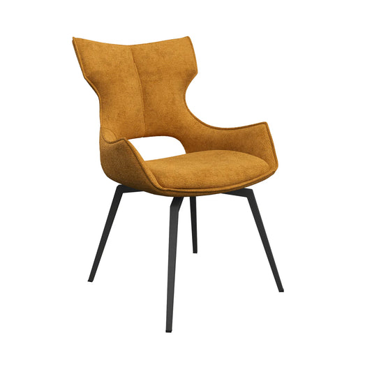 Raffaello Fabric Swivel Dining Chair Mustard