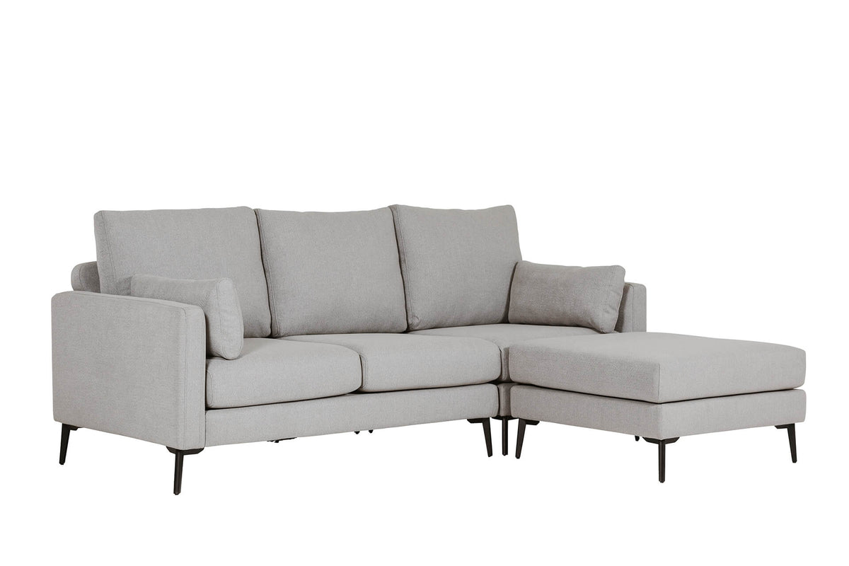 Raven Corner Sofa Crib 5 in Greige - Corner configuration, angled view - white background