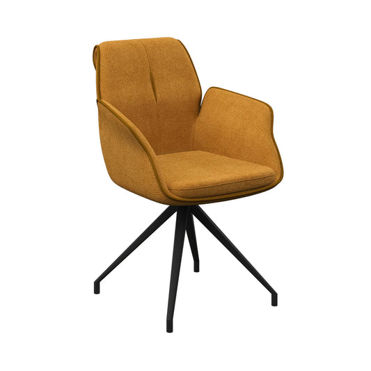 Sicily Fabric Swivel Dining Armchair Mustard