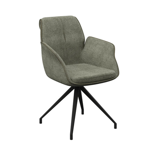 Sicily Fabric Swivel Dining Armchair Green