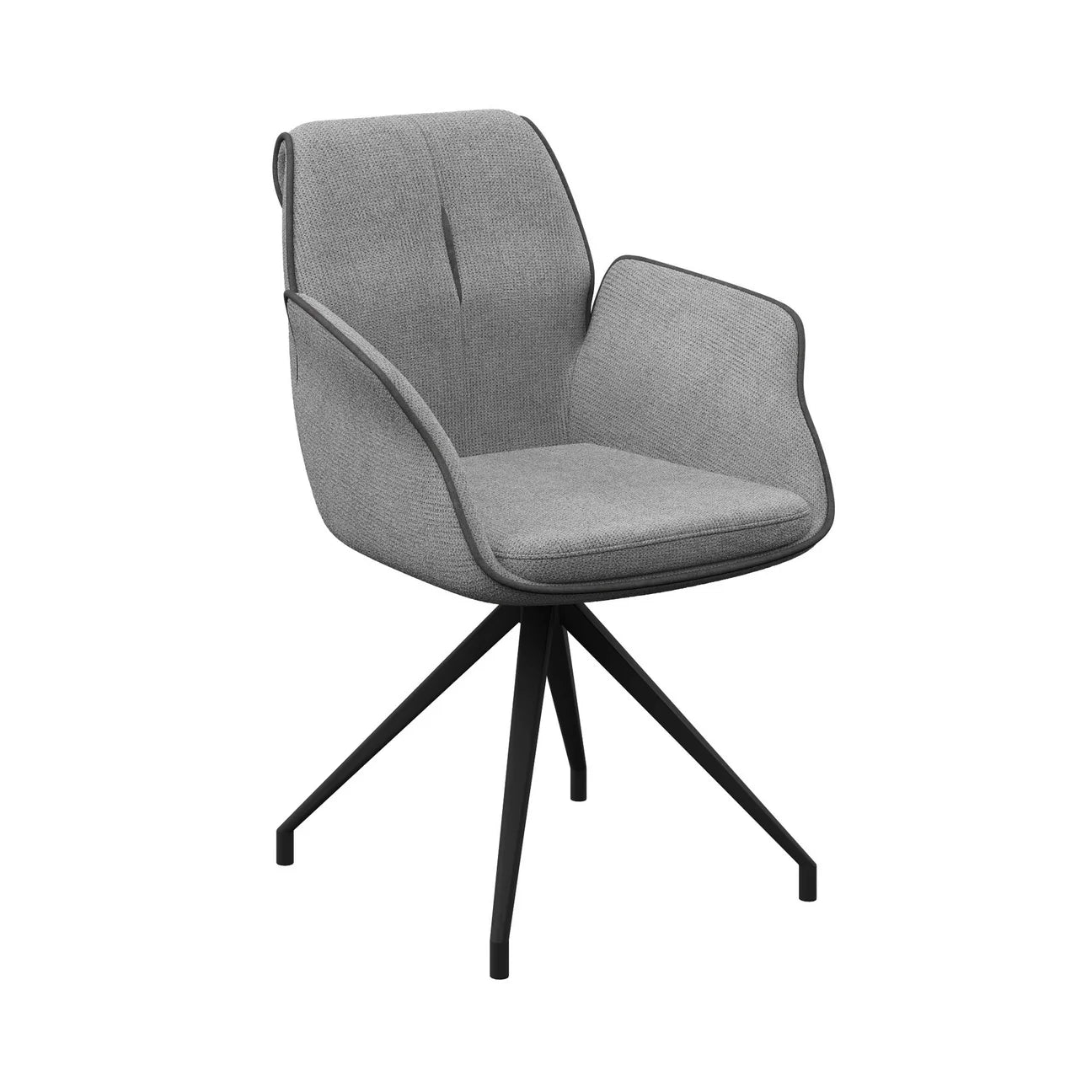 Sicily Fabric Swivel Dining Armchair Grey