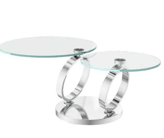 Olympia Clear Glass Swivel Extending Coffee Table