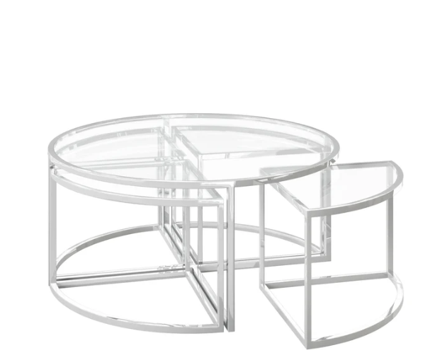 Omari Clear Glass Grande Coffee Table Set