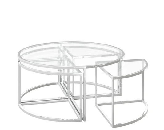 Omari Clear Glass Grande Coffee Table Set