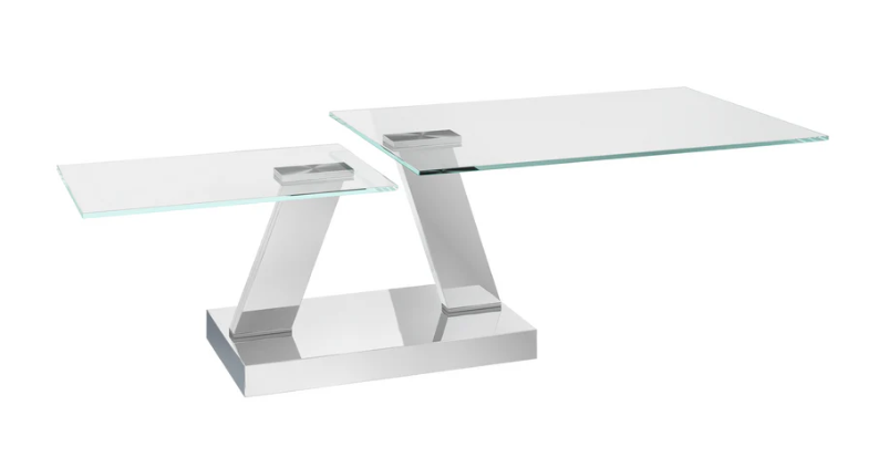 Sparta Clear Glass Swivel Extending Coffee Table