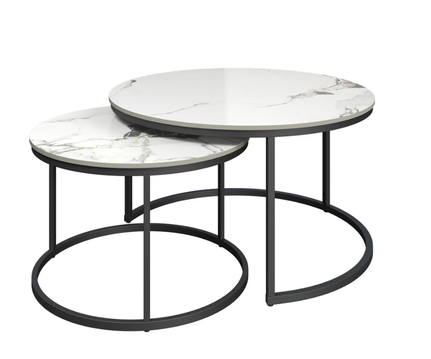 Zico 2pc White Ceramic Coffee Table Set