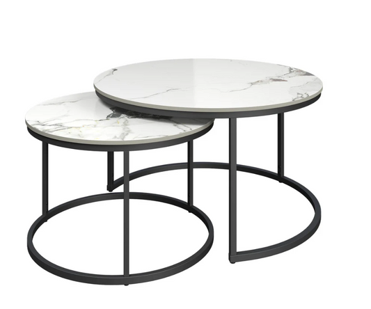 Zico 2pc White Ceramic Coffee Table Set