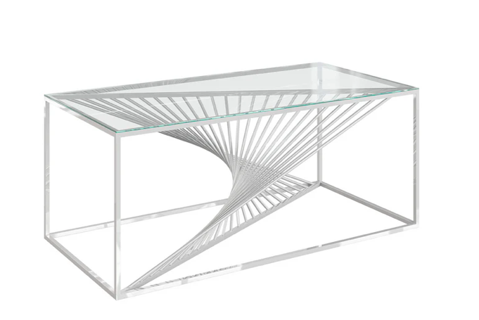 Abstract Clear Glass Coffee Table