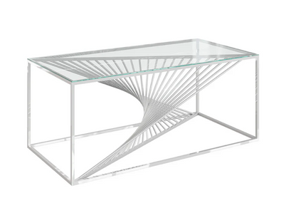 Abstract Clear Glass Coffee Table