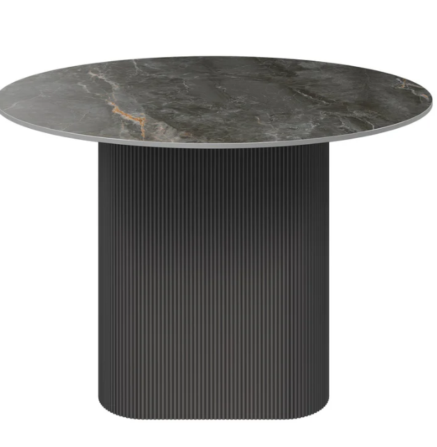 Cartier 120cm Round Gloss Grey Ceramic Dining Table