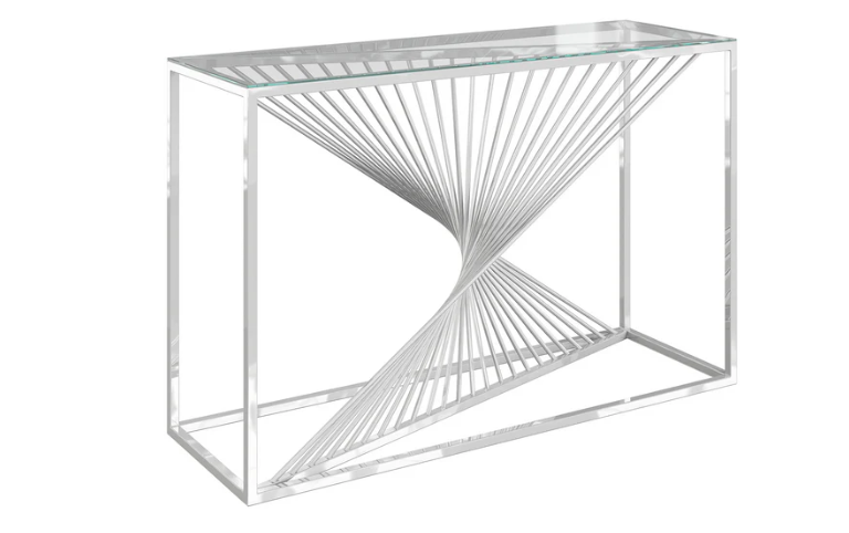 Abstract Clear Glass Console Table