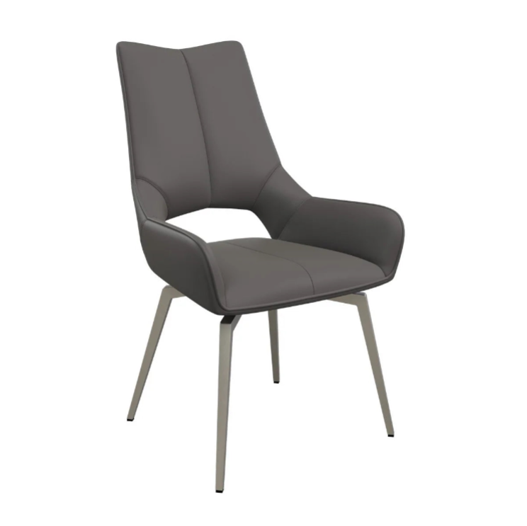 Gray chair with a modern design on a white background