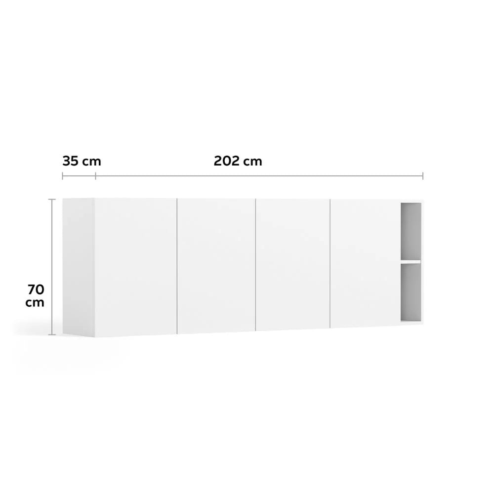 Cupboard with 4 Doors and Side Bookcase