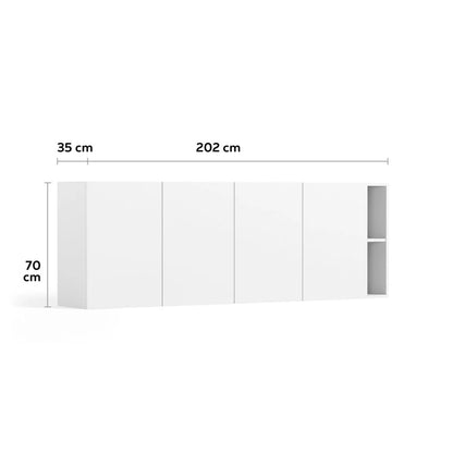 Cupboard with 4 Doors and Side Bookcase