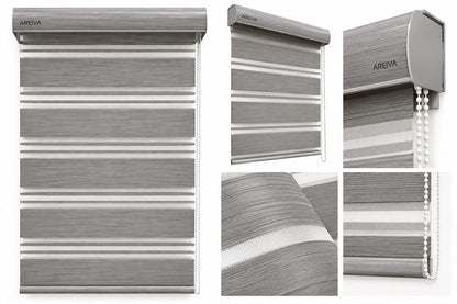 Zebra Grey Modern Window Blinds | Day & Night | 2 Yrs Warranty