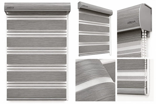 Zebra Grey Modern Window Blinds | Day & Night | 2 Yrs Warranty