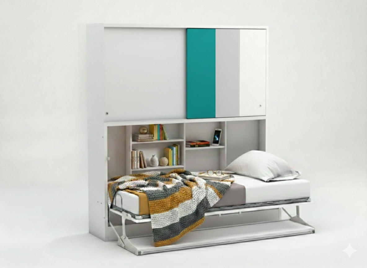 The Academy Desk Wall Bed | With Mattress | With Storage | Multimo