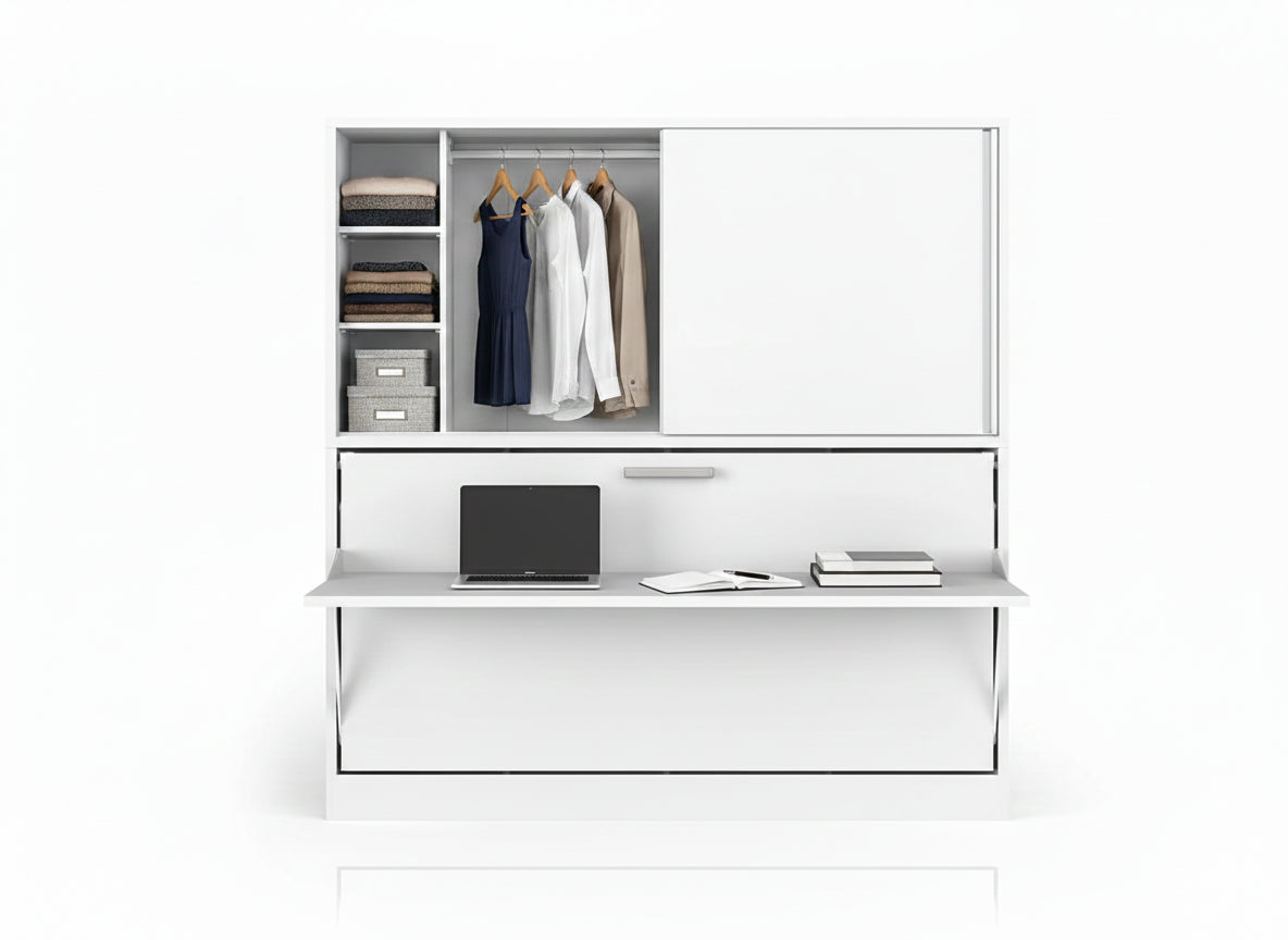 The Academy Desk Wall Bed | With Mattress | With Storage | Multimo