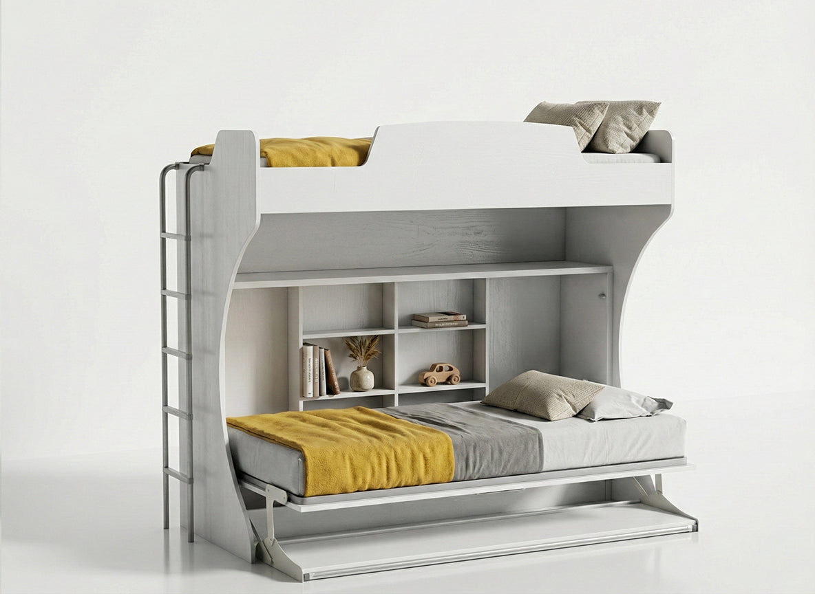 The Academy Bunk | Wall Bed | With Desk & Two Mattresses | Multimo