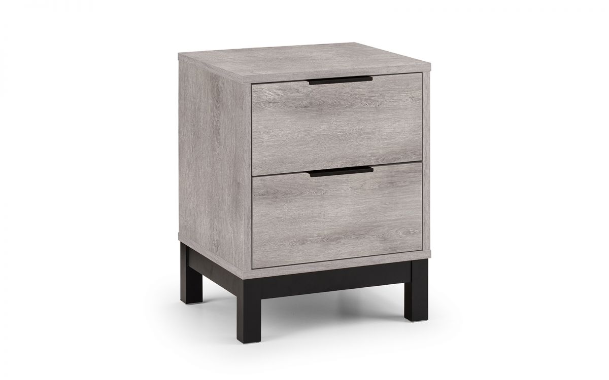 Bali Grey Oak 2 Drawer Bedside Table