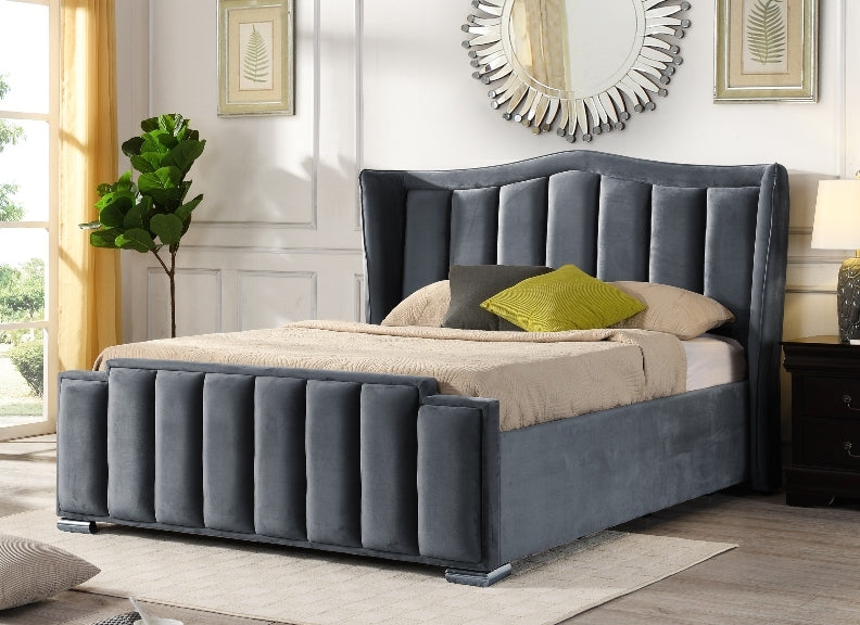 Clare Grey Velvet Storage Bedframe