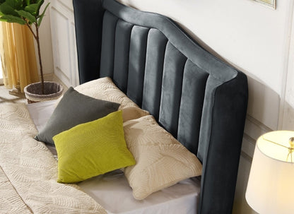 Clare Grey Velvet Storage Bedframe