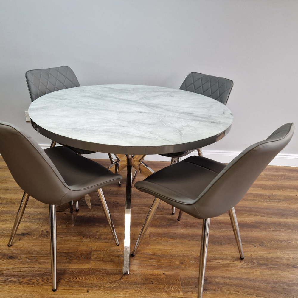 Dario Round Table with Chrome Legs