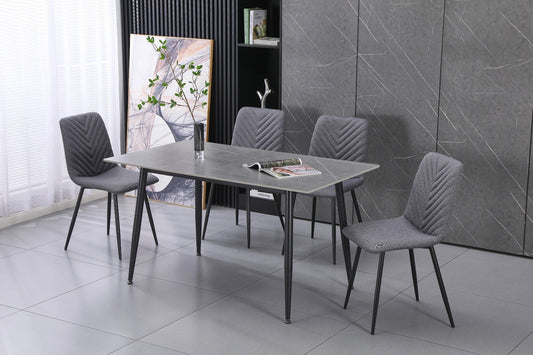Essen 1.4 m Dining Table with Four Grey Chairs