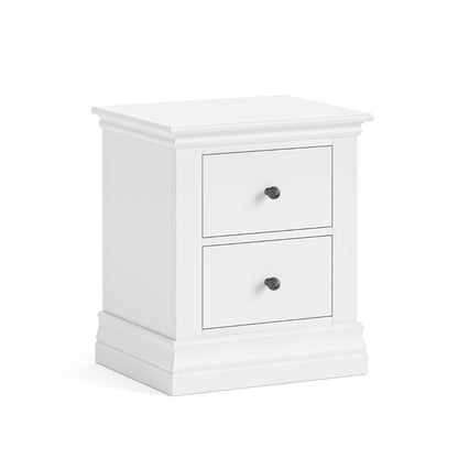 Bordeaux White Bedside Table With 2 Drawers
