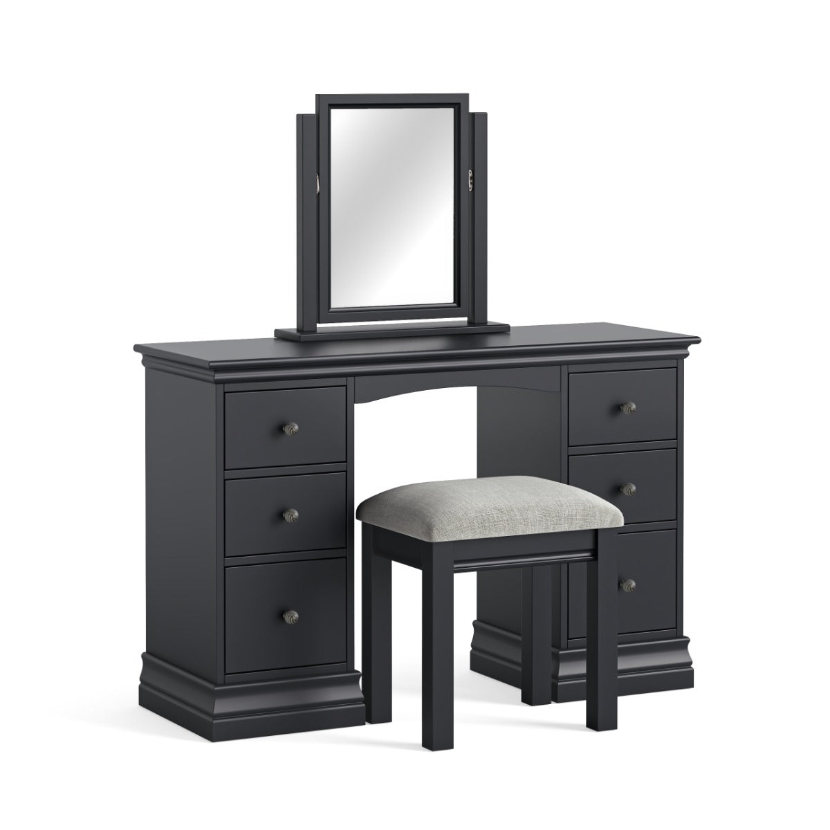 Bordeaux Charcoal Double Pedestal Dressing Table Set