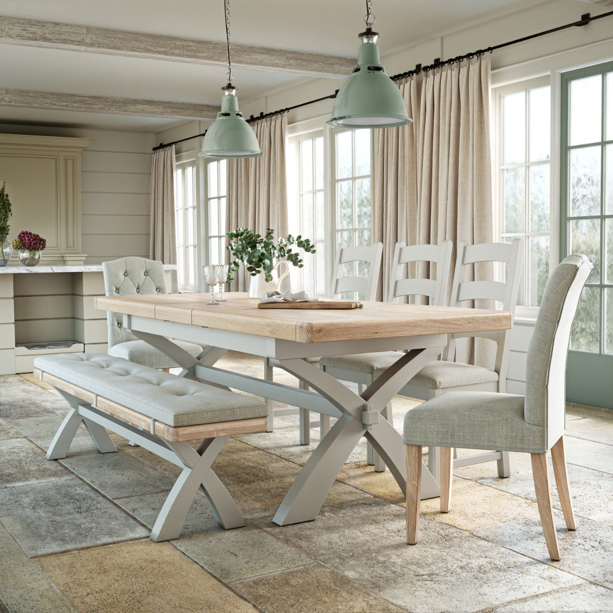 Salcombe Cross Leg Ext Dining Table
