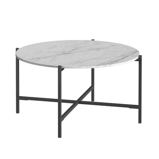 Marmora Round Coffee - Grey Base White Marble