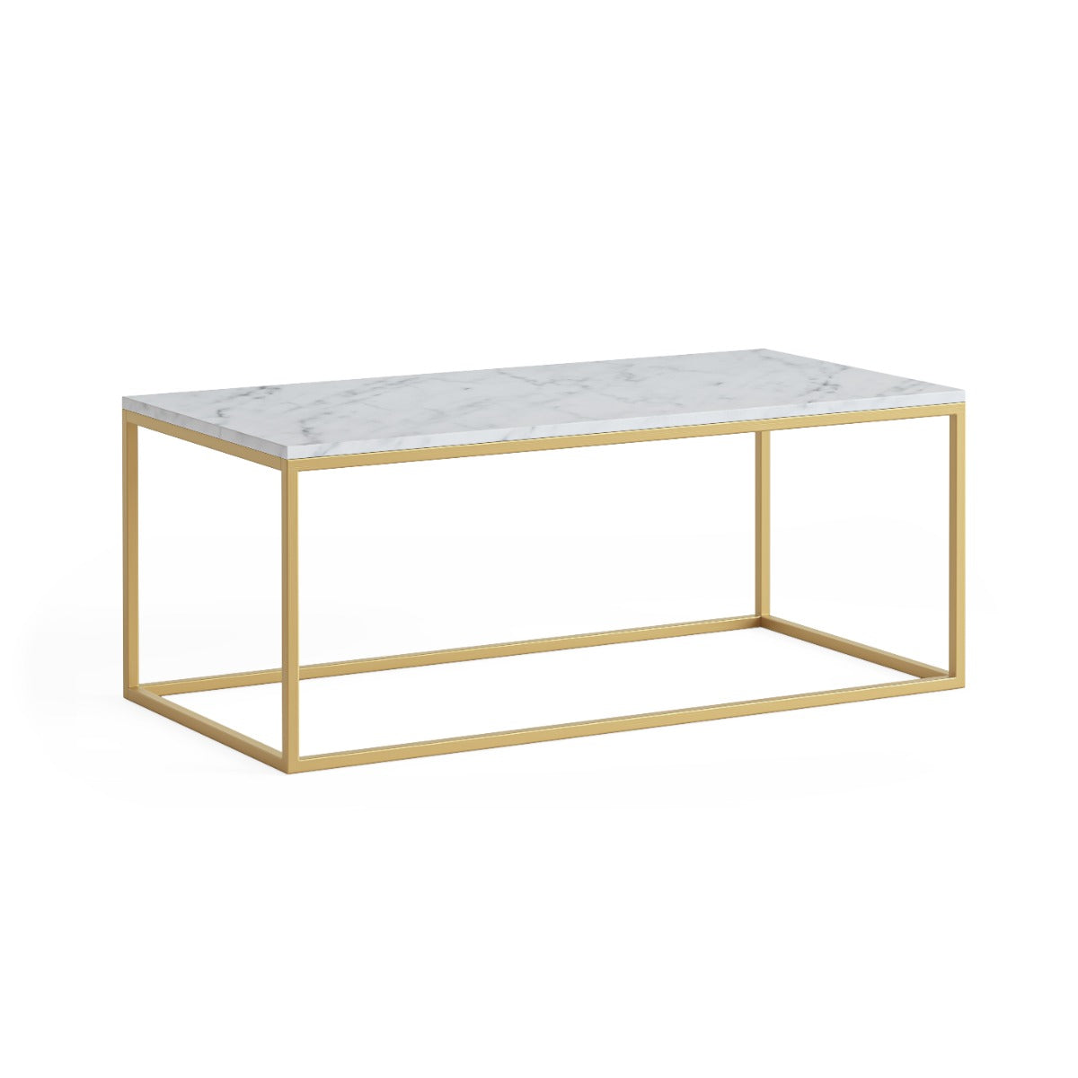 Marmora Rect Coffee - Gold Base White Marble