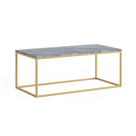 Marmora Rect Coffee - Gold Base Grey Marble