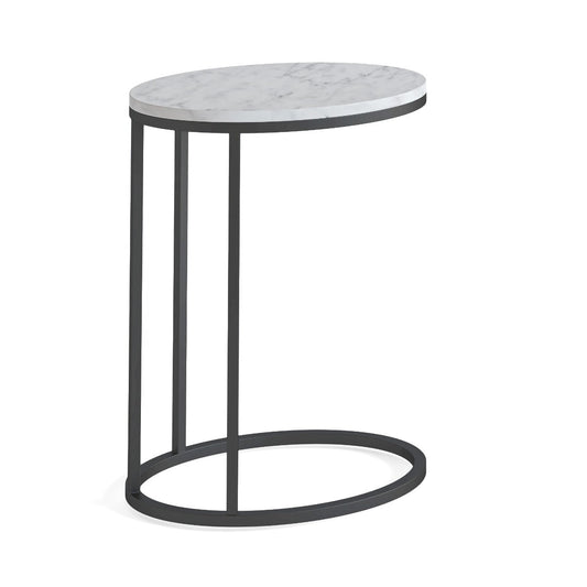 Marmora Oval C Side Table - Grey Base White Marble