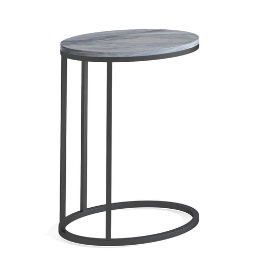 Marmora Oval C Side Table - Grey Base Grey Marble