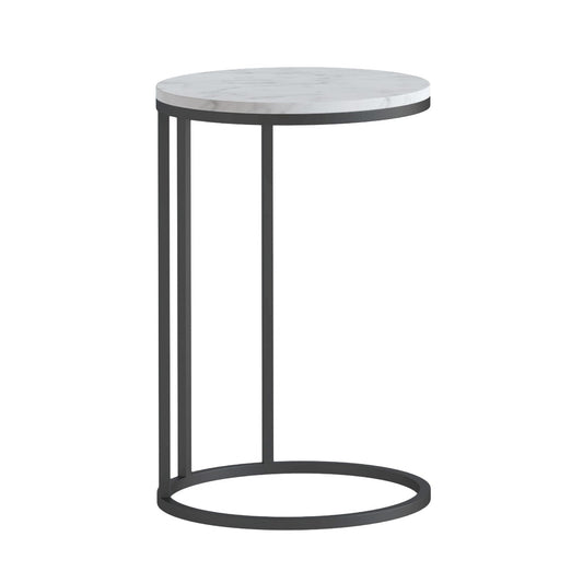 Marmora C Side Table - Grey Base White Marble