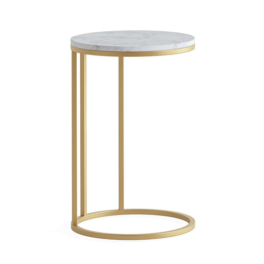 Marmora C Side Table - Gold Base White Marble