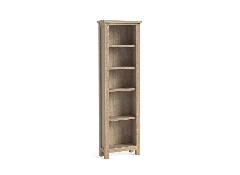 Modern Country Oak Slim Bookcase Kd
