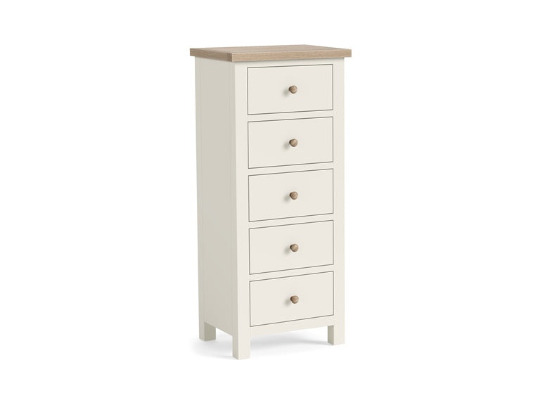 Modern Country Coconut 5 Drawer Tall Chest