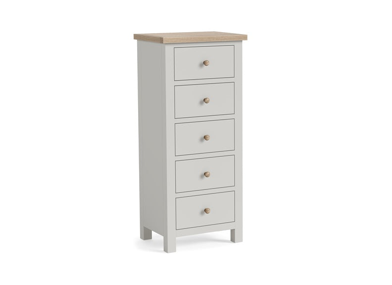 Modern Country Grey 5 Drawer Tall Chest